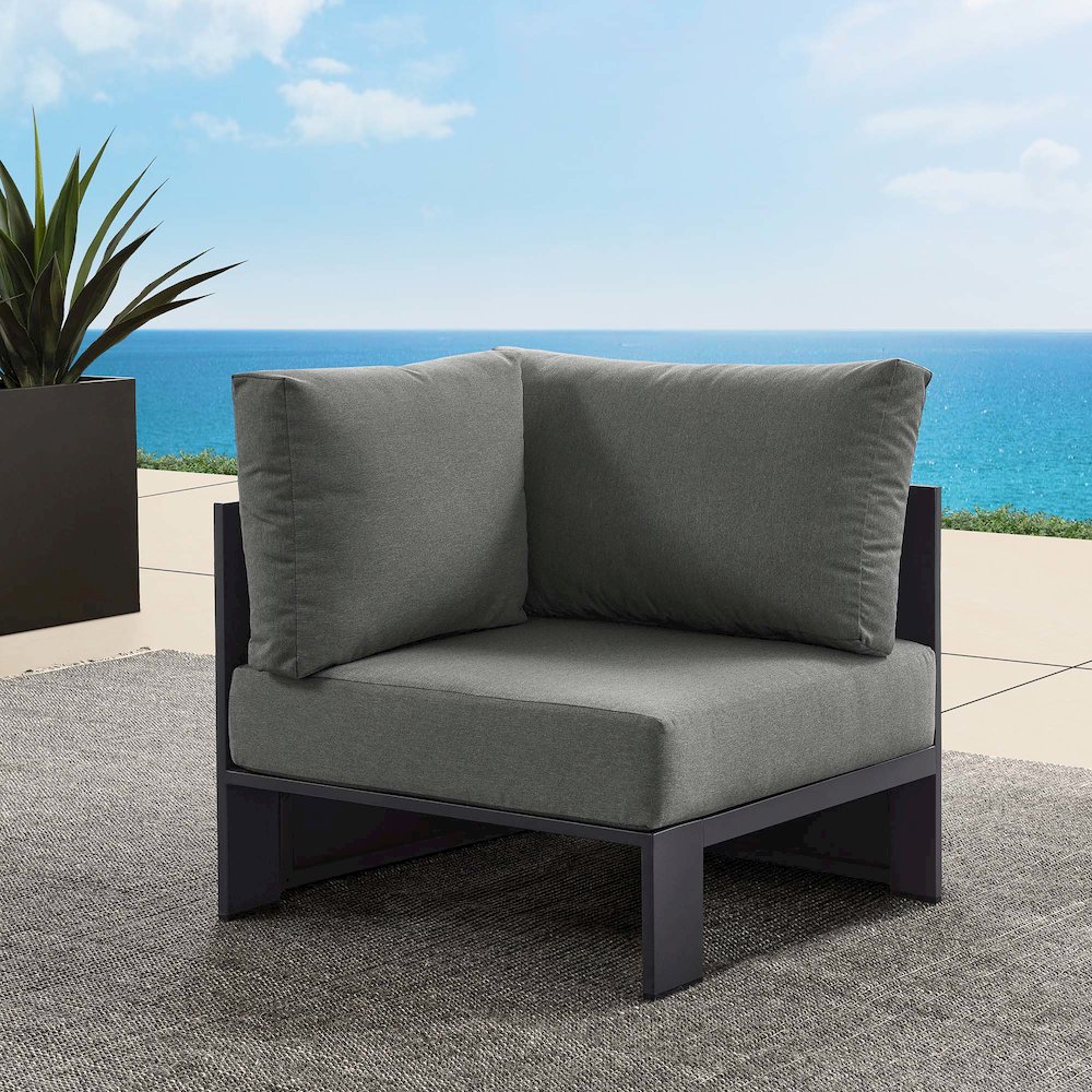 Tahoe Outdoor Patio Powder-Coated Aluminum Modular Corner Chair. Picture 7