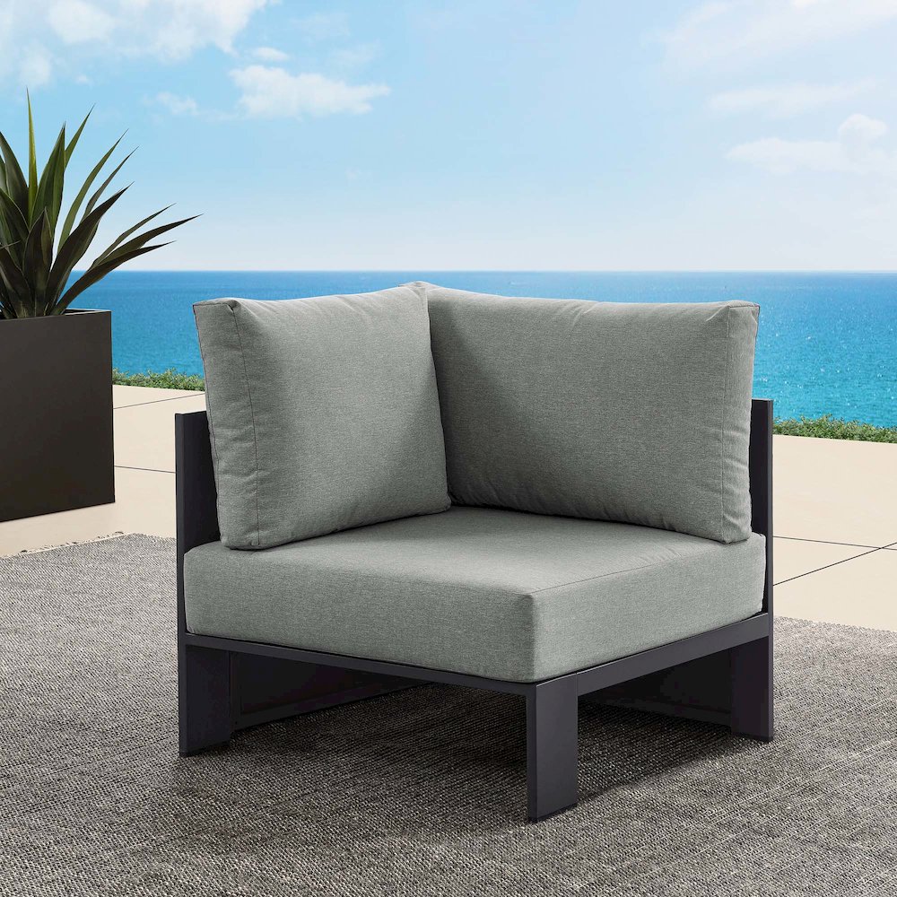 Tahoe Outdoor Patio Powder-Coated Aluminum Modular Corner Chair. Picture 7