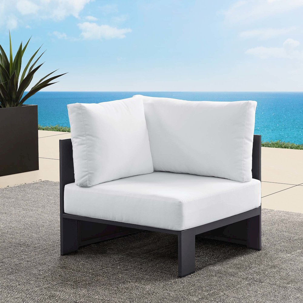 Tahoe Outdoor Patio Powder-Coated Aluminum Modular Corner Chair. Picture 7