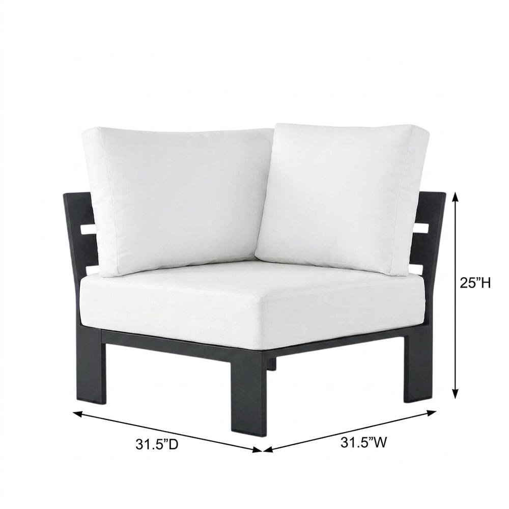 Powder-Coated Aluminum Outdoor Armchair with Modular Corner Design, Gray White. Picture 5