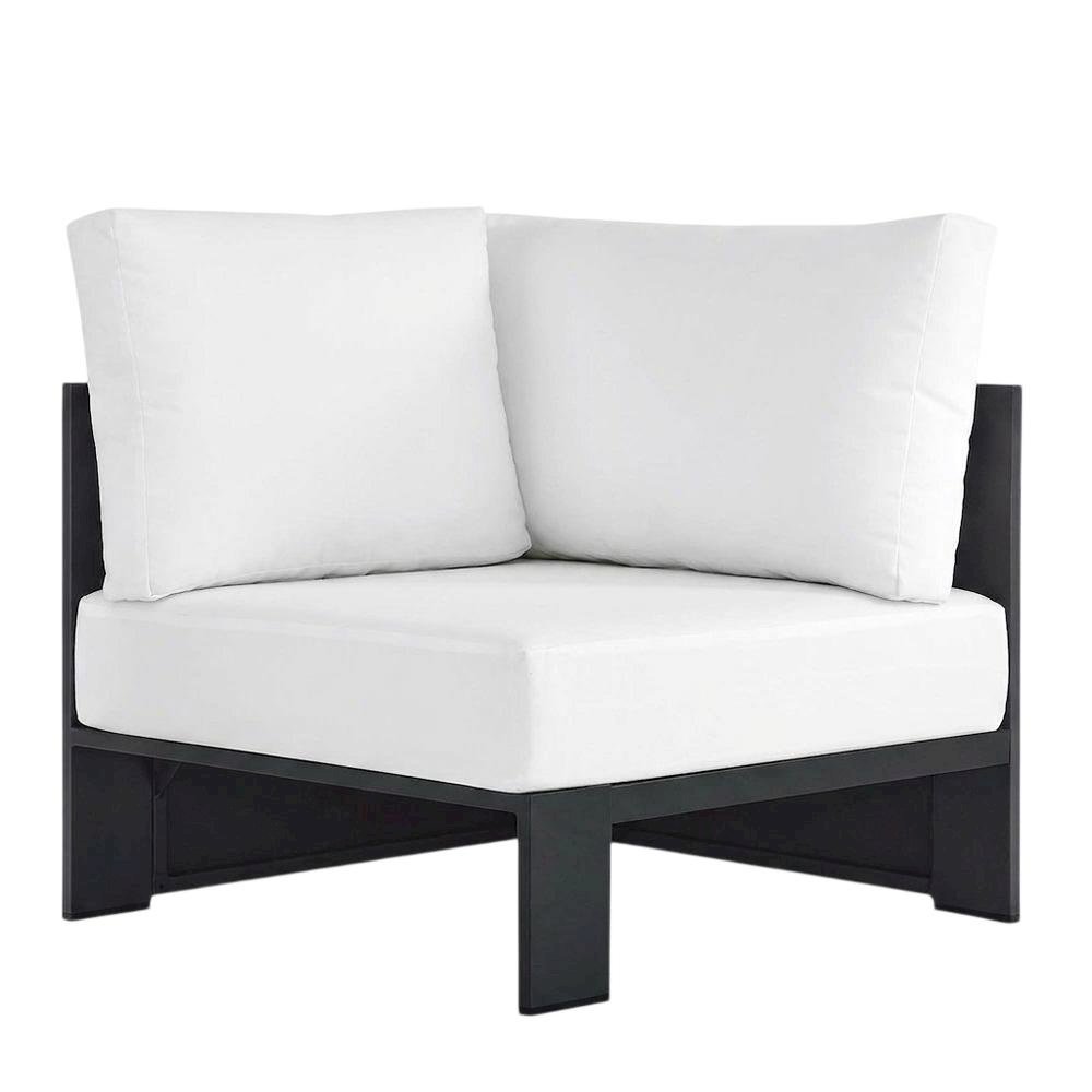 Powder-Coated Aluminum Outdoor Armchair with Modular Corner Design, Gray White. Picture 1