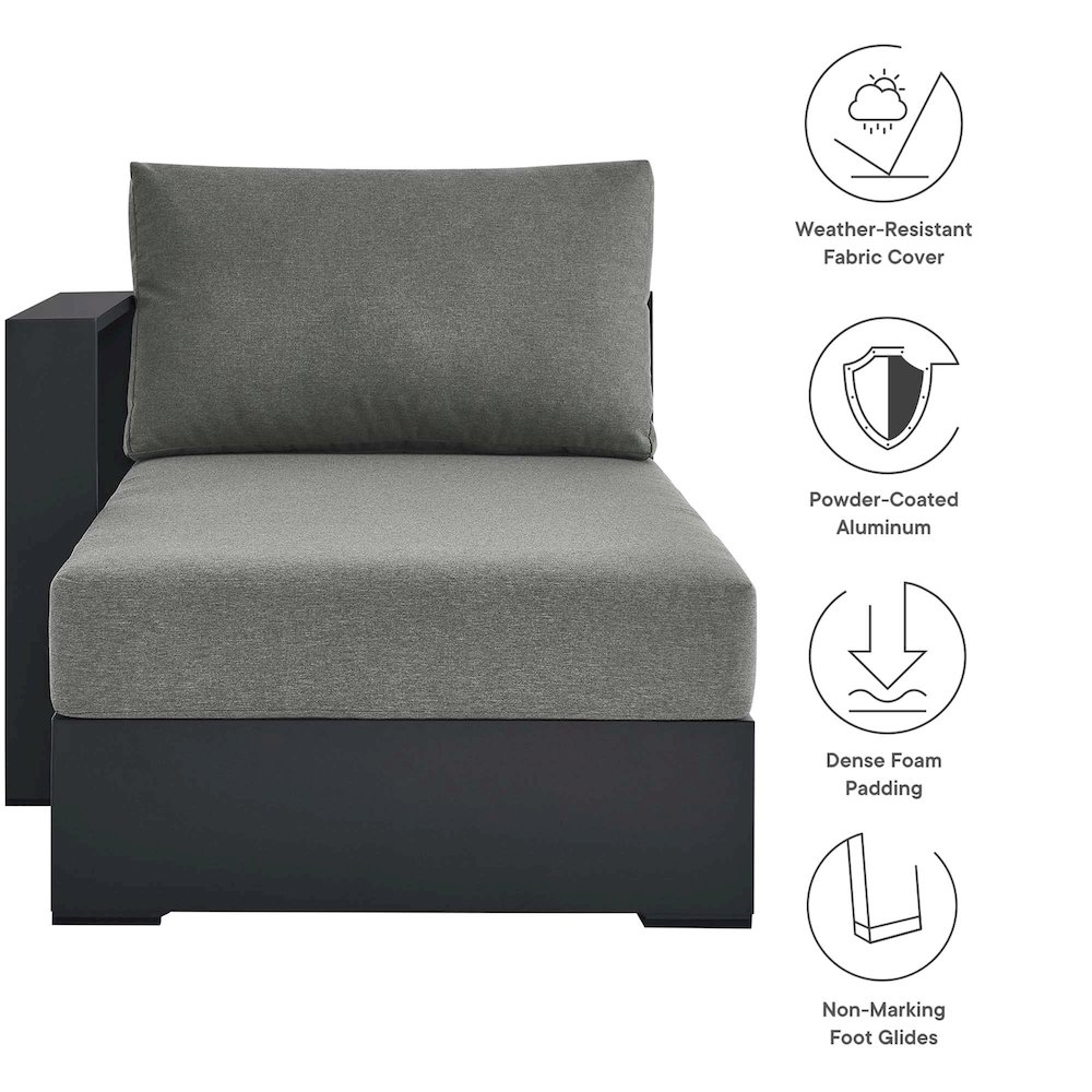 Tahoe Outdoor Patio Powder-Coated Aluminum Modular Left-Facing Chaise Lounge. Picture 2