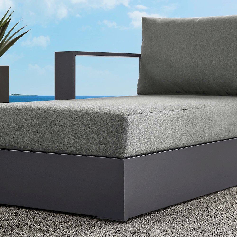 Tahoe Outdoor Patio Powder-Coated Aluminum Modular Left-Facing Chaise Lounge. Picture 9