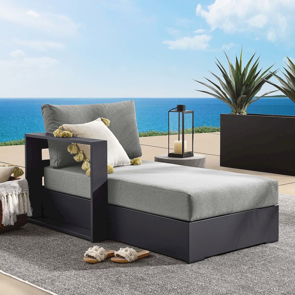 Tahoe Outdoor Patio Powder-Coated Aluminum Modular Left-Facing Chaise Lounge. Picture 8