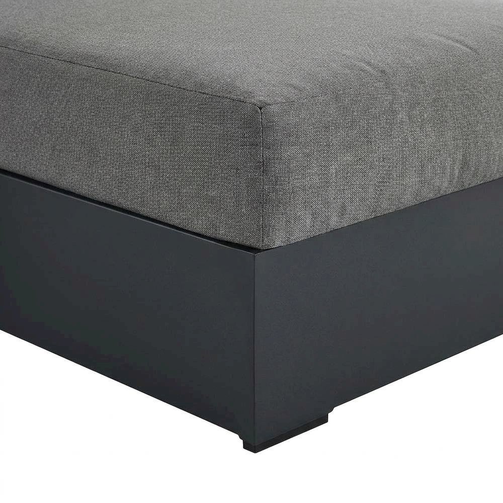 Powder-Coated Aluminum Left-Facing Modular Chaise Lounge, Gray Charcoal. Picture 7