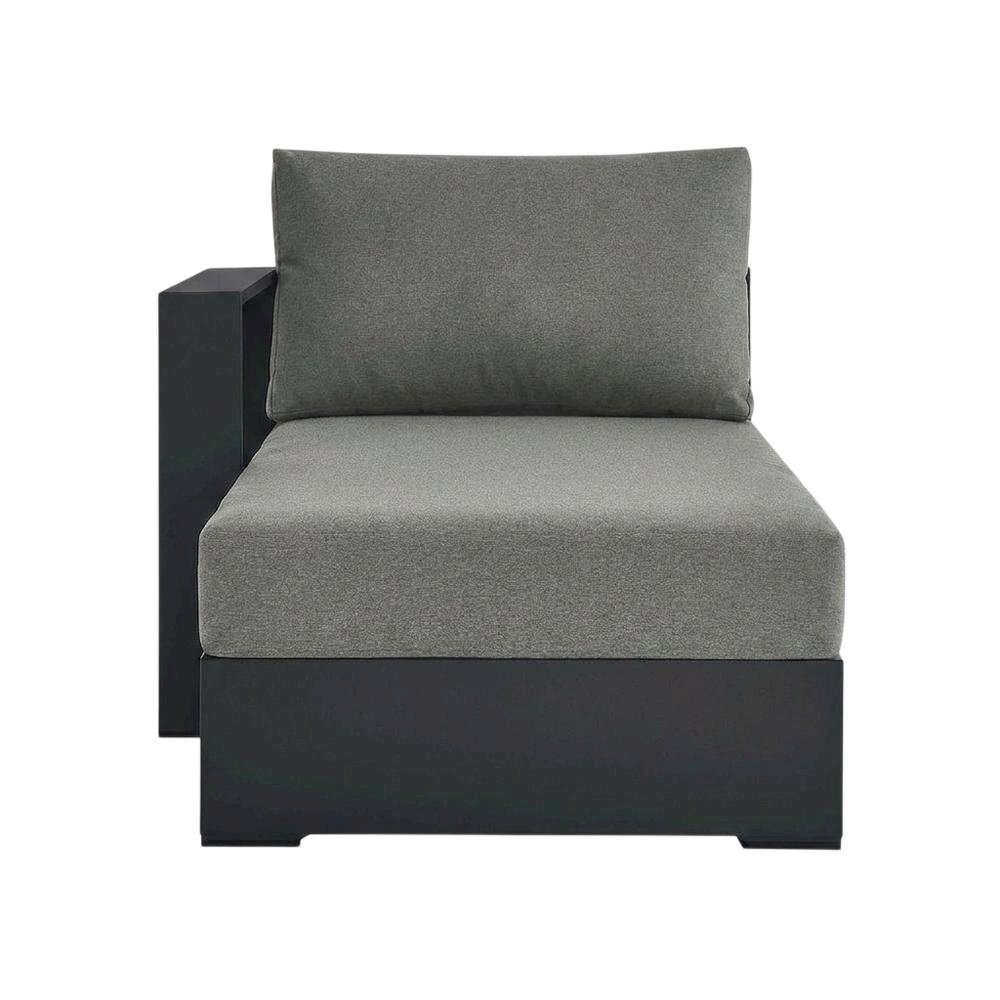 Powder-Coated Aluminum Left-Facing Modular Chaise Lounge, Gray Charcoal. Picture 1
