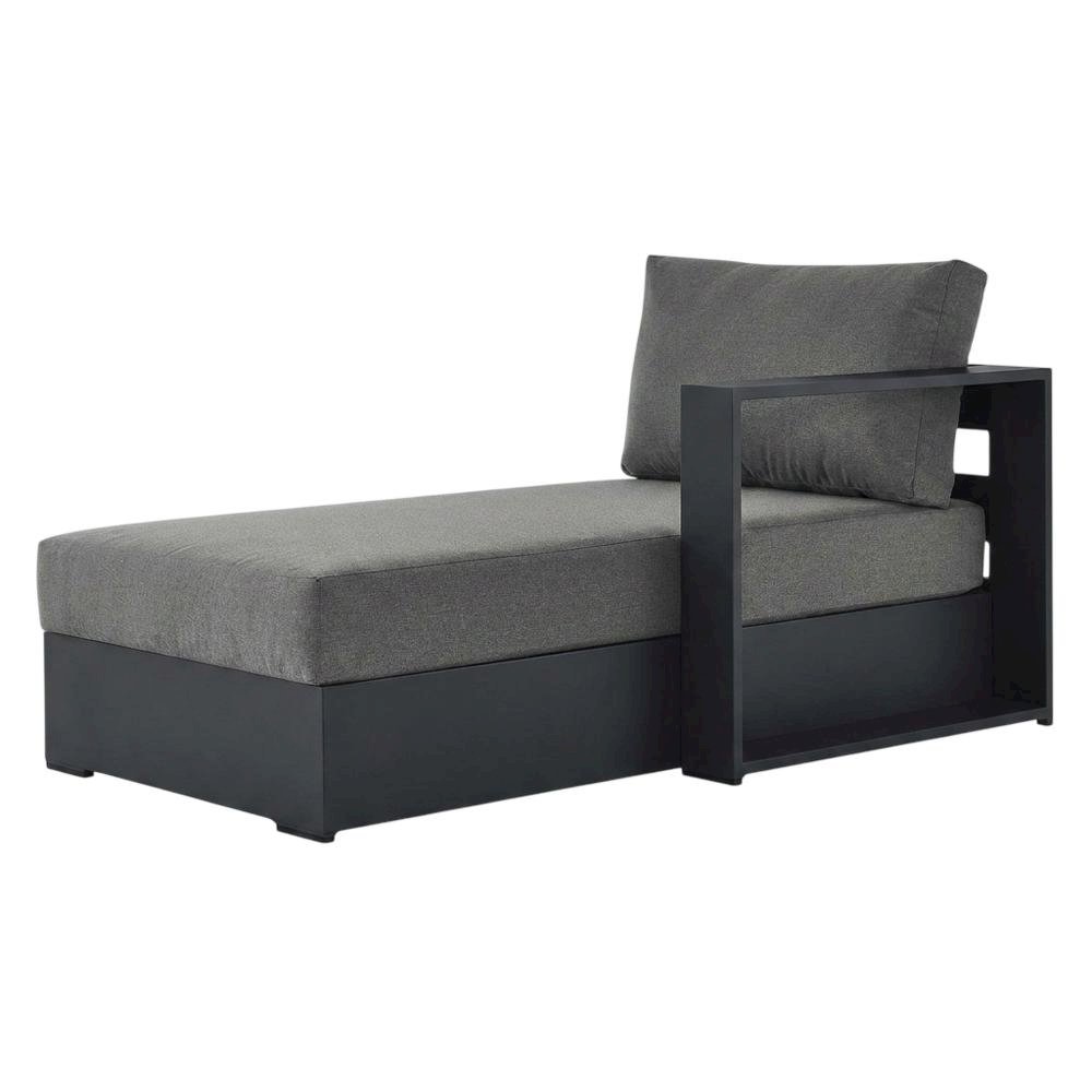 Powder-Coated Aluminum Left-Facing Modular Chaise Lounge, Gray Charcoal. Picture 4