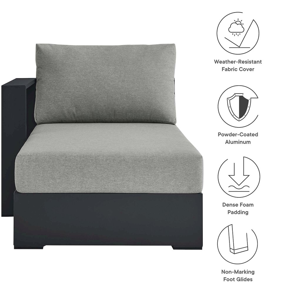 Tahoe Outdoor Patio Powder-Coated Aluminum Modular Left-Facing Chaise Lounge. Picture 2