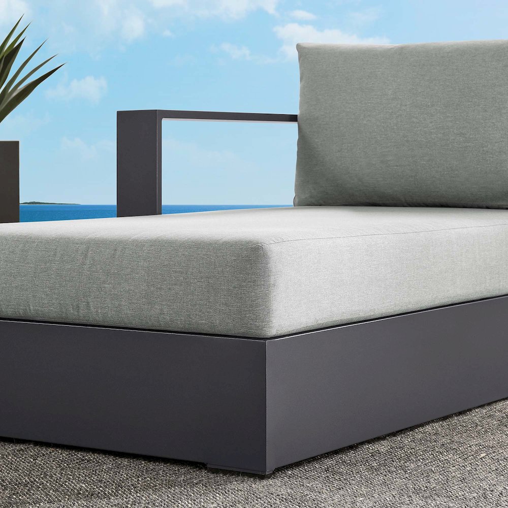 Tahoe Outdoor Patio Powder-Coated Aluminum Modular Left-Facing Chaise Lounge. Picture 9