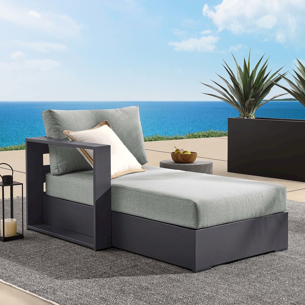 Tahoe Outdoor Patio Powder-Coated Aluminum Modular Left-Facing Chaise Lounge. Picture 8