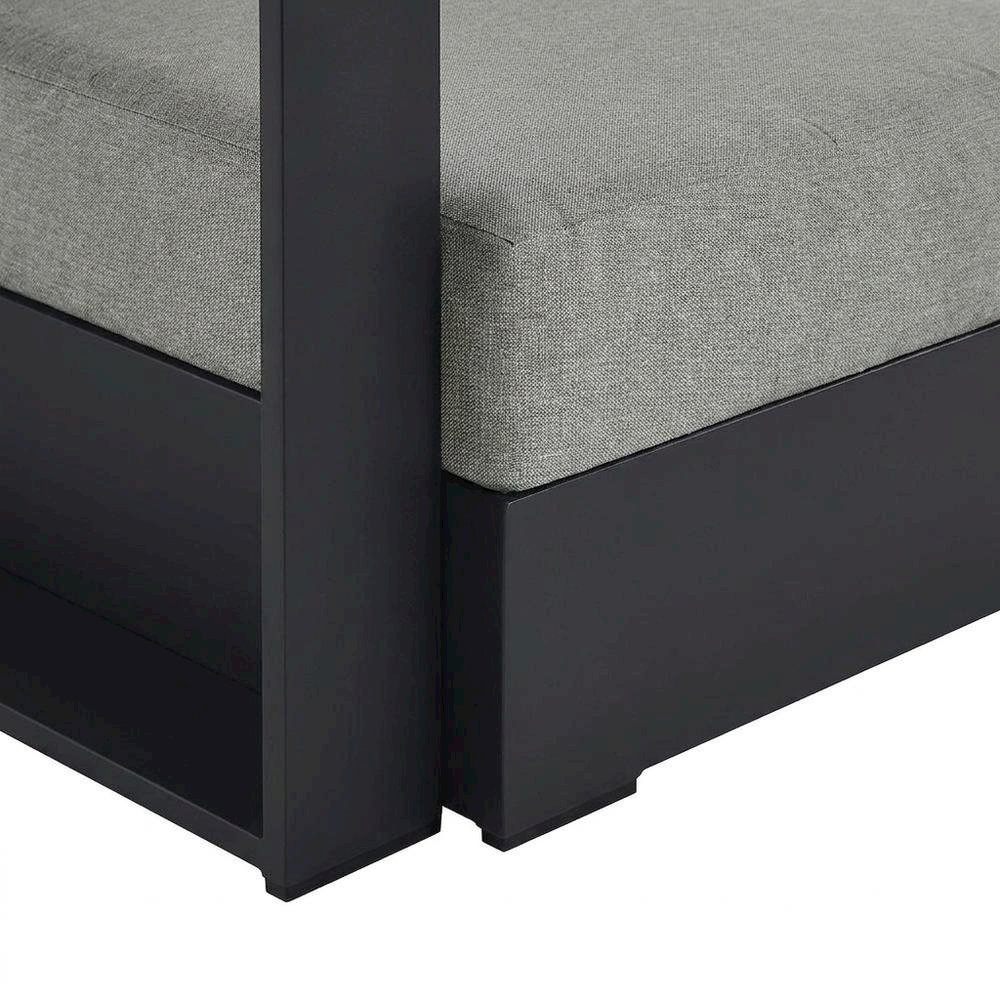 Powder-Coated Aluminum Left-Facing Modular Chaise Lounge, Gray Gray. Picture 7