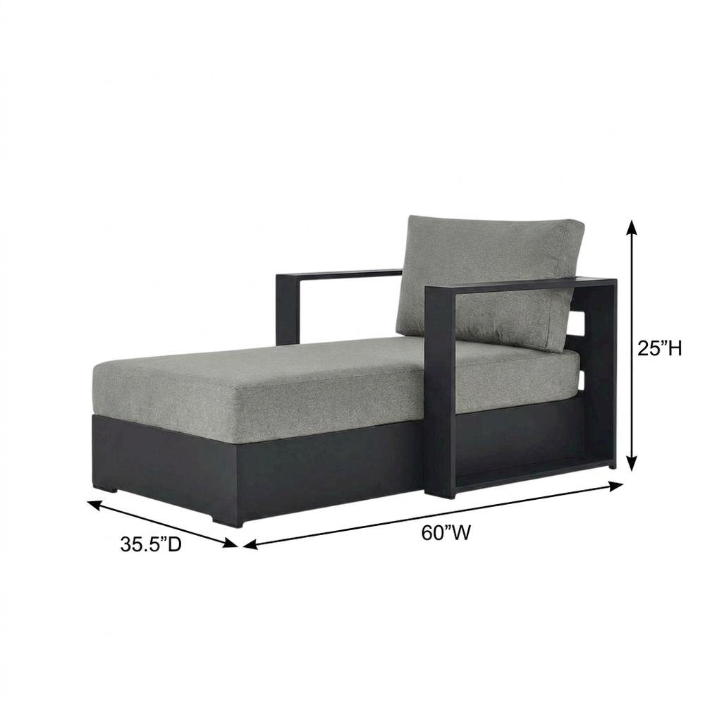 Powder-Coated Aluminum Left-Facing Modular Chaise Lounge, Gray Gray. Picture 5