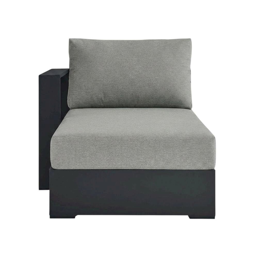 Powder-Coated Aluminum Left-Facing Modular Chaise Lounge, Gray Gray. Picture 1