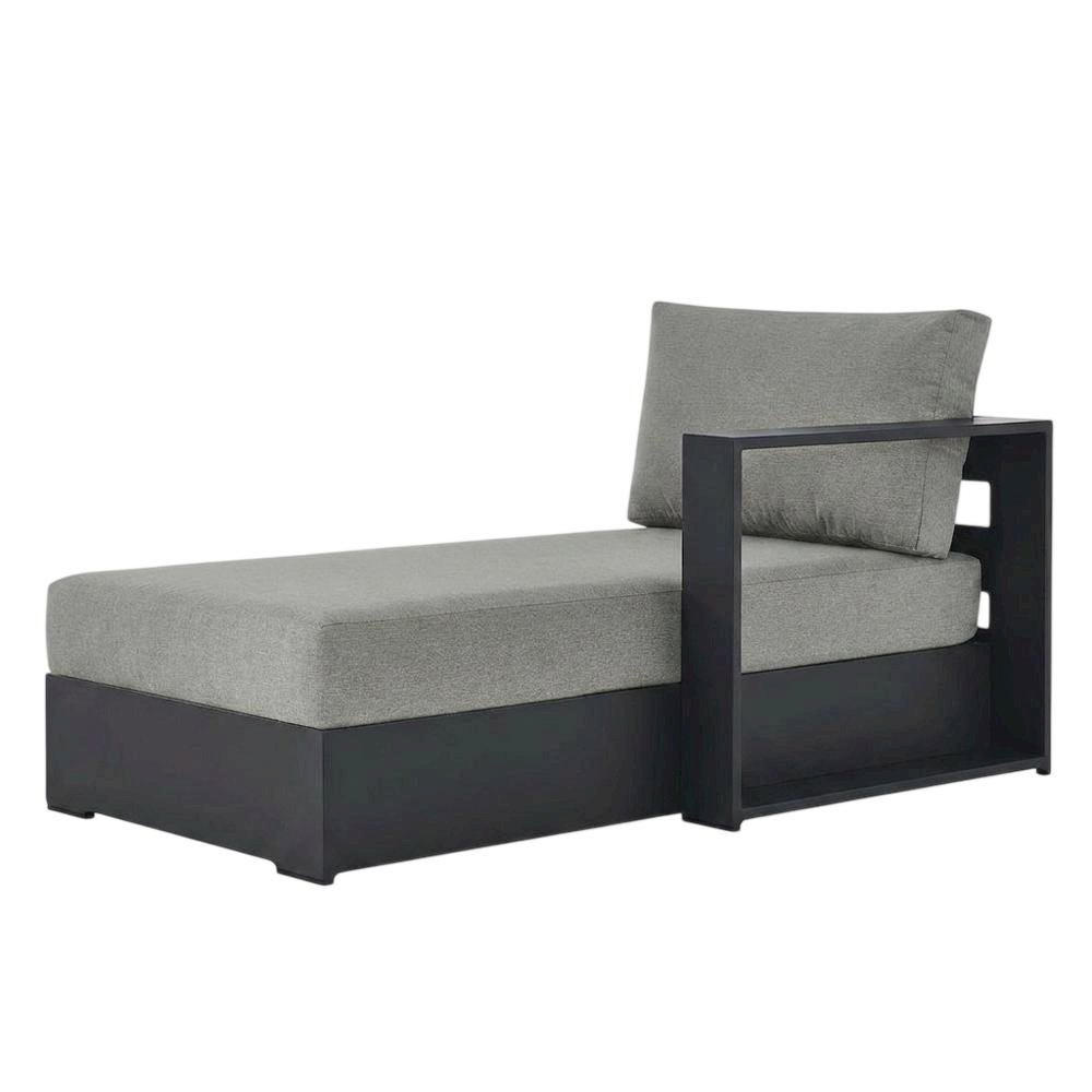 Powder-Coated Aluminum Left-Facing Modular Chaise Lounge, Gray Gray. Picture 4