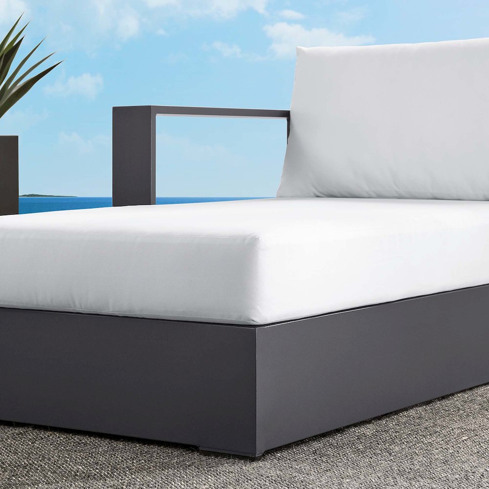 Tahoe Outdoor Patio Powder-Coated Aluminum Modular Left-Facing Chaise Lounge. Picture 9