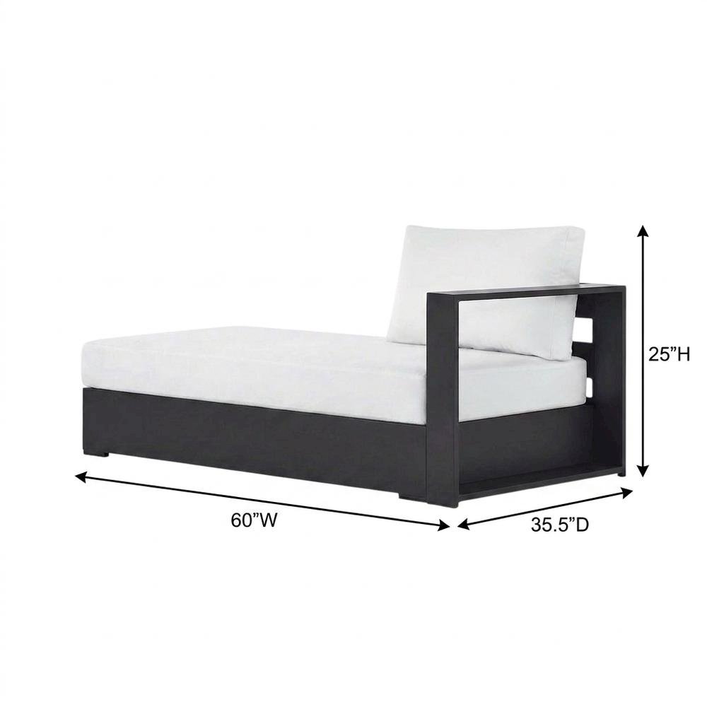 Powder-Coated Aluminum Left-Facing Modular Chaise Lounge, Gray White. Picture 5