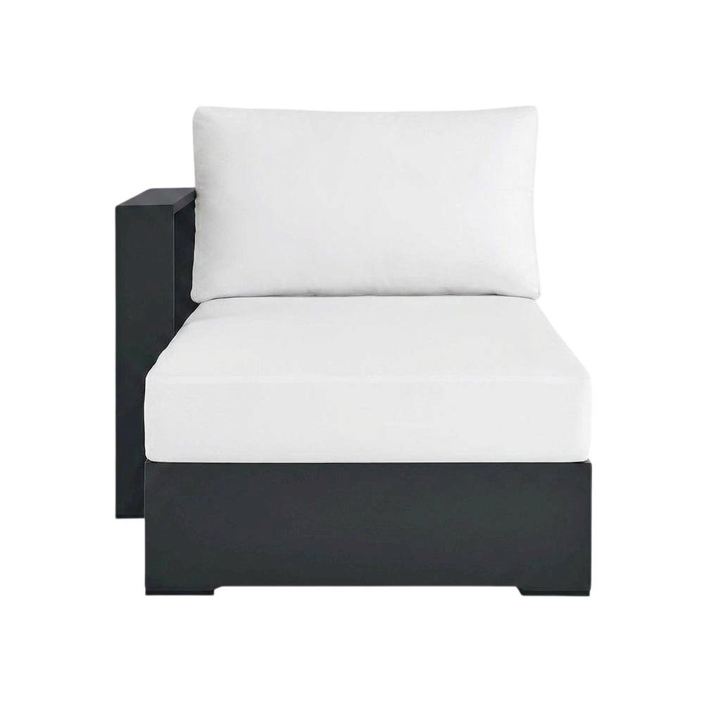 Powder-Coated Aluminum Left-Facing Modular Chaise Lounge, Gray White. Picture 1