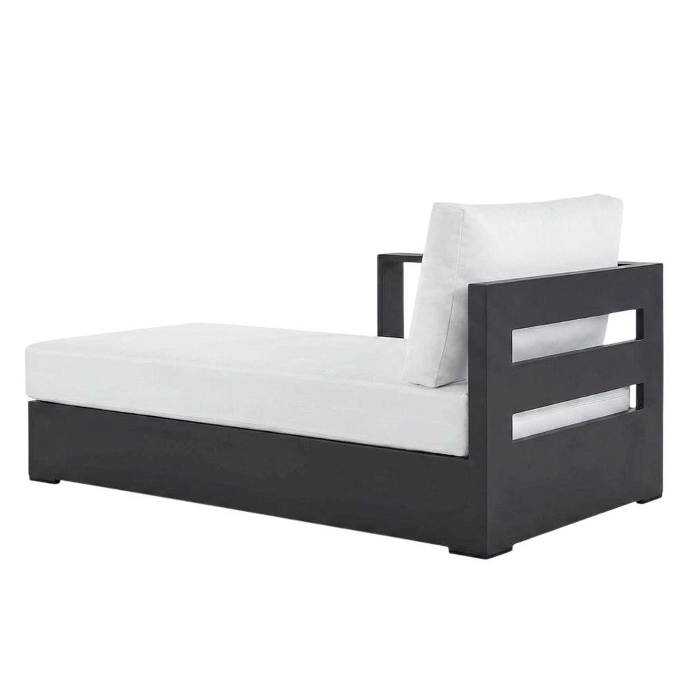 Powder-Coated Aluminum Left-Facing Modular Chaise Lounge, Gray White. Picture 4