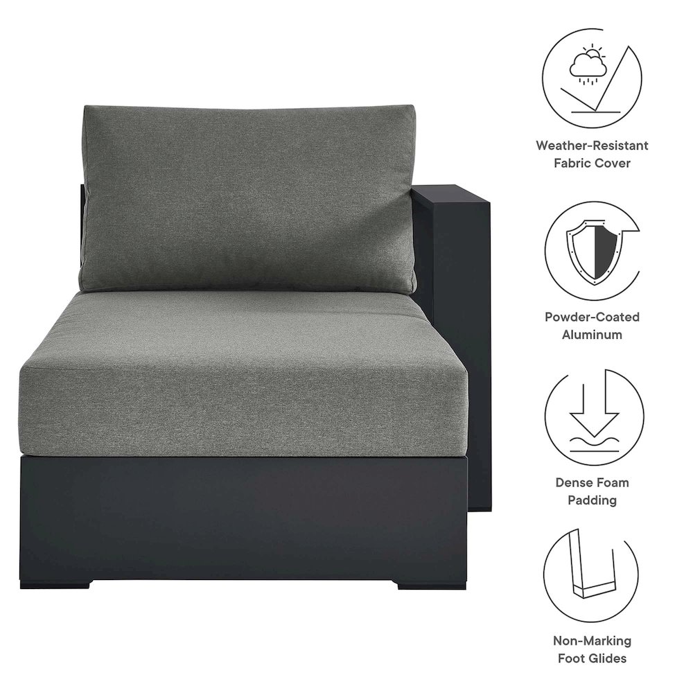 Tahoe Outdoor Patio Powder-Coated Aluminum Modular Right-Facing Chaise Lounge. Picture 2