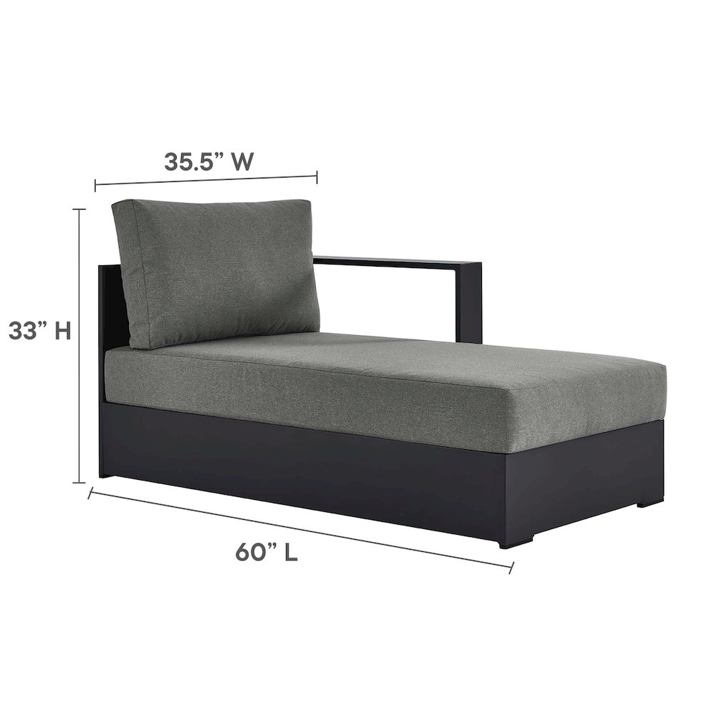 Tahoe Outdoor Patio Powder-Coated Aluminum Modular Right-Facing Chaise Lounge. Picture 3