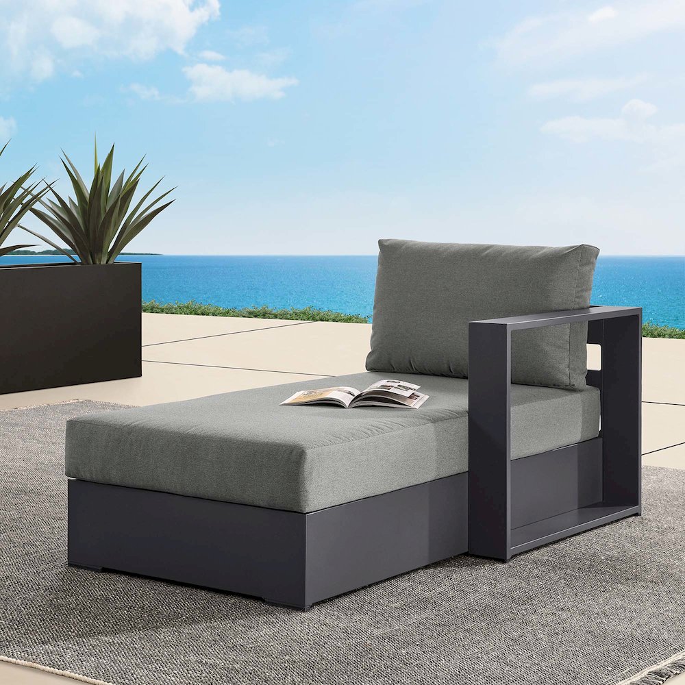 Tahoe Outdoor Patio Powder-Coated Aluminum Modular Right-Facing Chaise Lounge. Picture 8