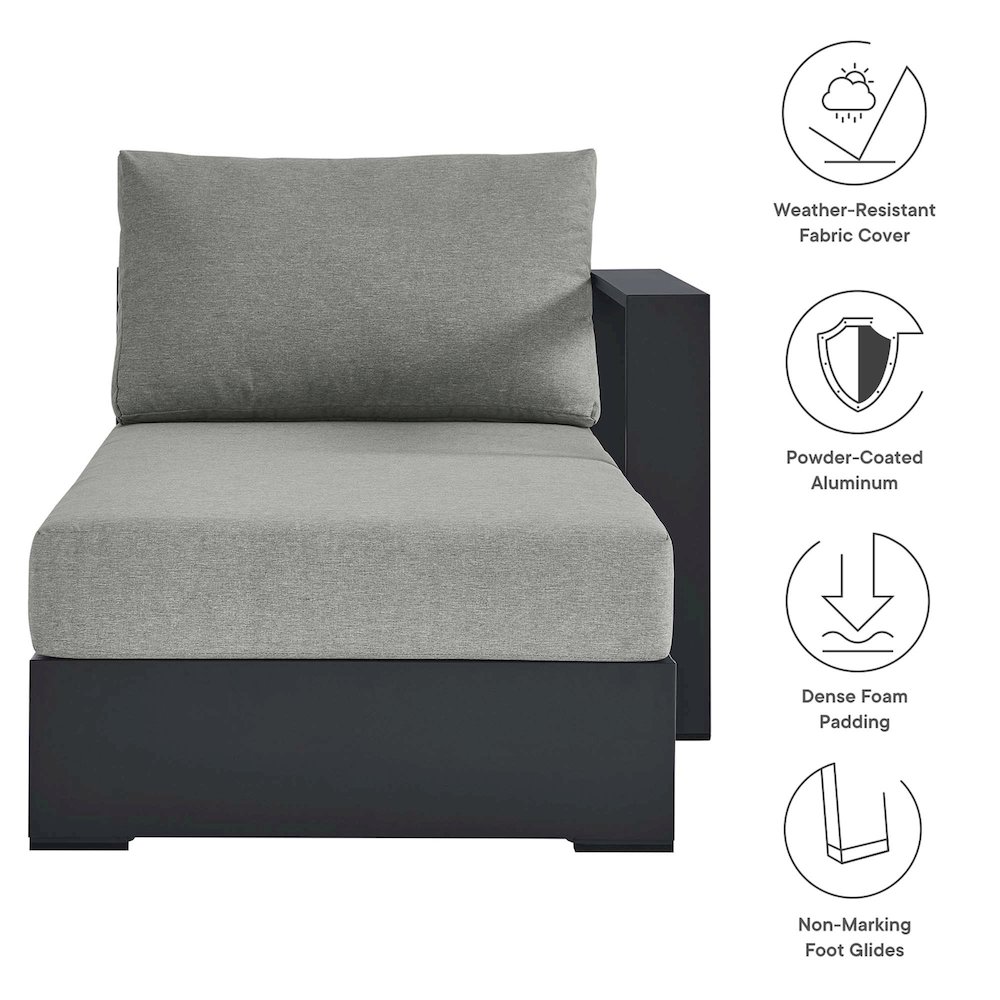 Tahoe Outdoor Patio Powder-Coated Aluminum Modular Right-Facing Chaise Lounge. Picture 2