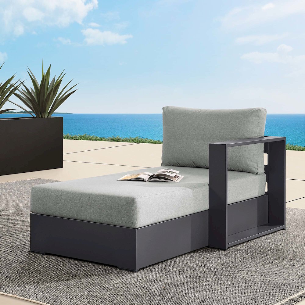 Tahoe Outdoor Patio Powder-Coated Aluminum Modular Right-Facing Chaise Lounge. Picture 8