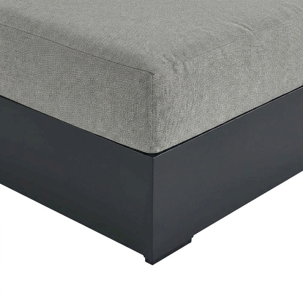 Powder-Coated Aluminum Modular Right-Facing Outdoor Chaise Lounge Chair, Gray. Picture 7