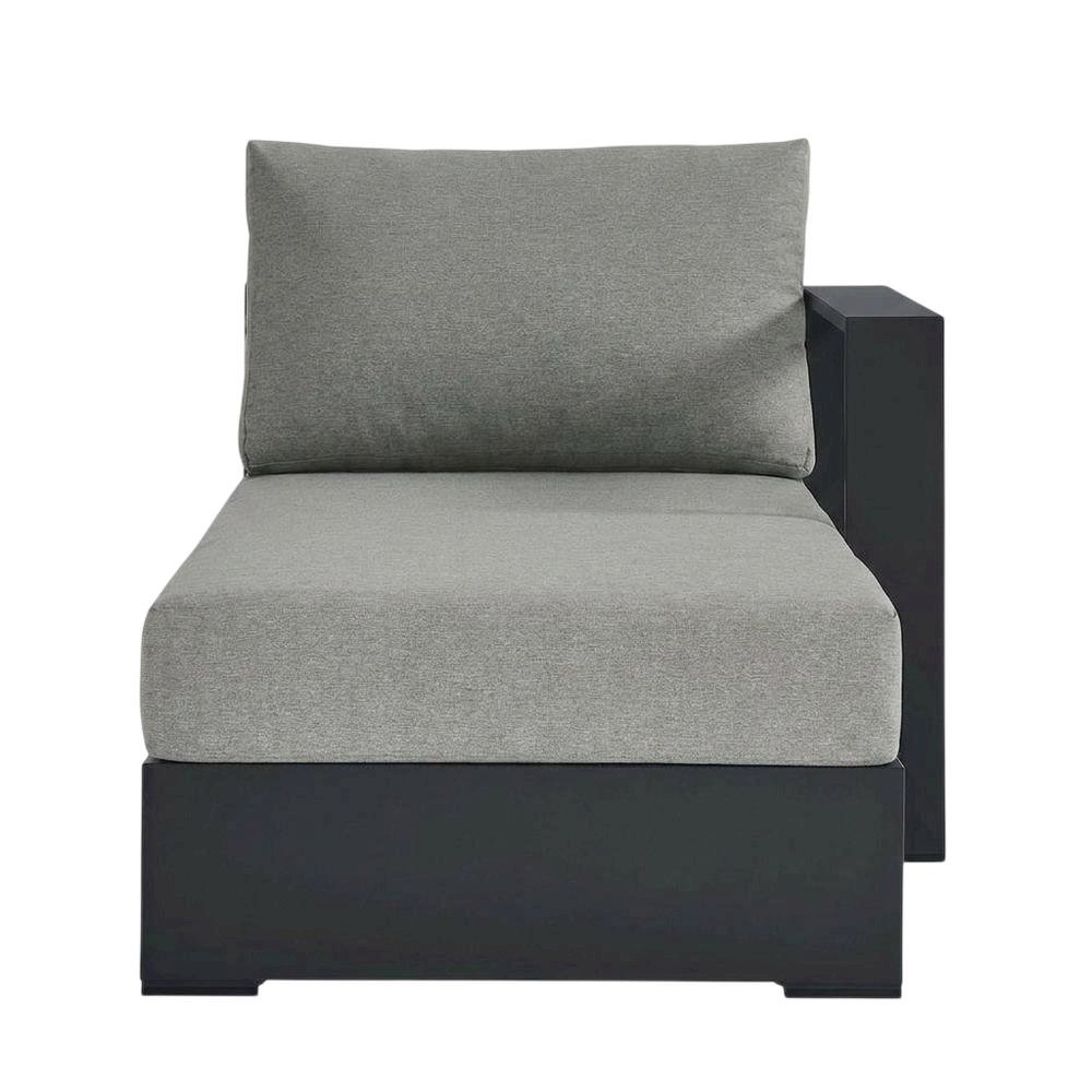 Powder-Coated Aluminum Modular Right-Facing Outdoor Chaise Lounge Chair, Gray. Picture 1