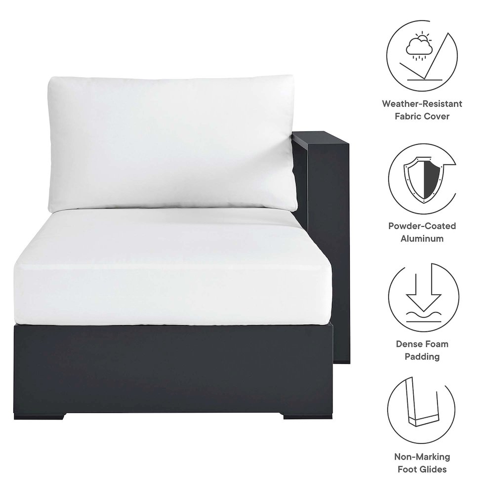 Tahoe Outdoor Patio Powder-Coated Aluminum Modular Right-Facing Chaise Lounge. Picture 2