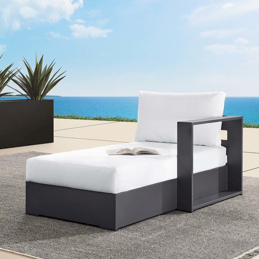 Tahoe Outdoor Patio Powder-Coated Aluminum Modular Right-Facing Chaise Lounge. Picture 8