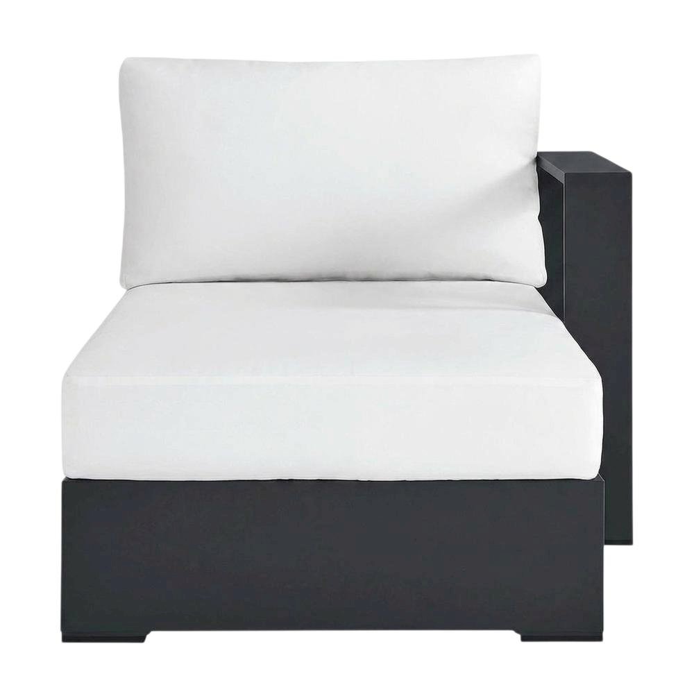 Powder-Coated Aluminum Modular Right-Facing Outdoor Chaise Lounge Chair, Gray. Picture 1