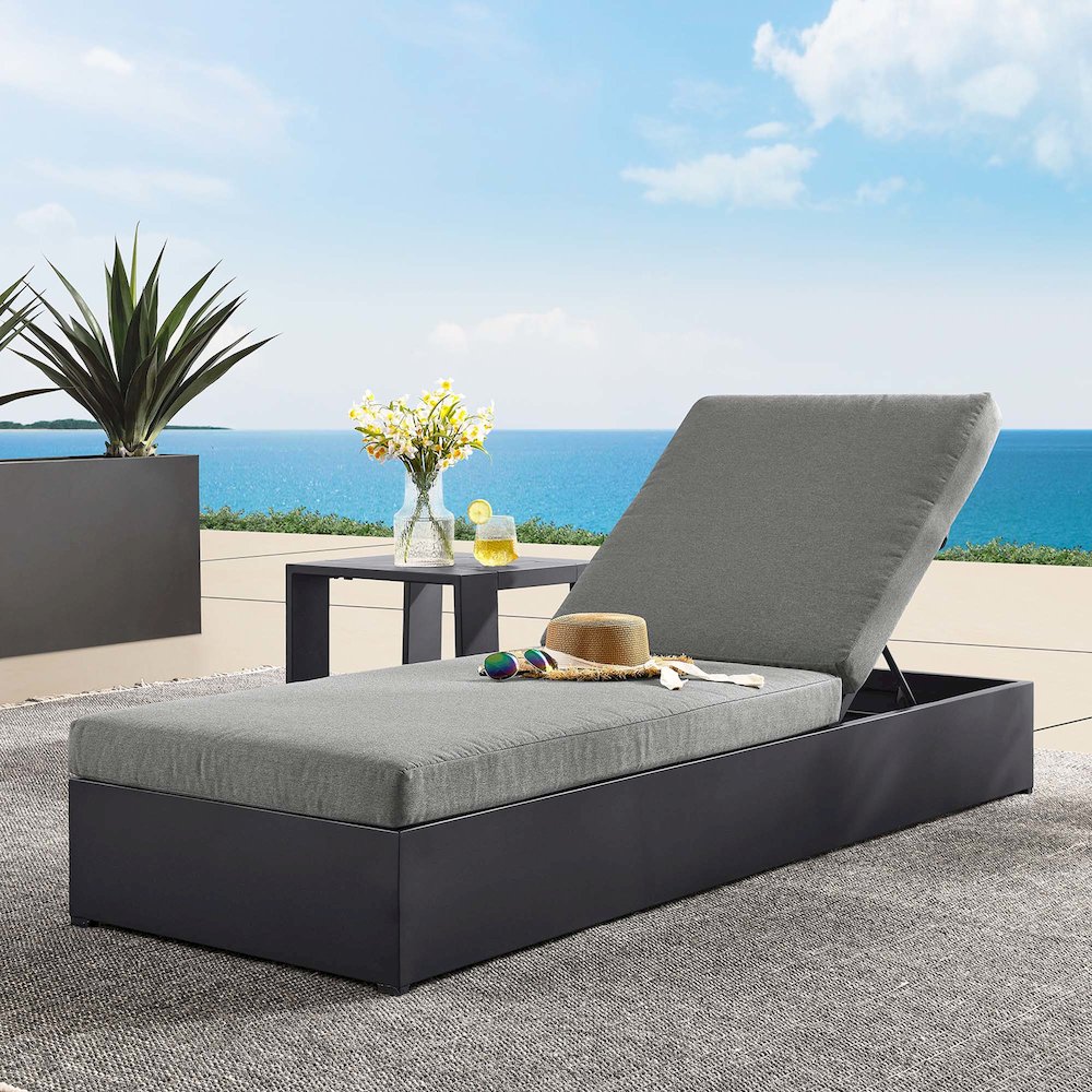 Tahoe Outdoor Patio Powder-Coated Aluminum Chaise Lounge Chair. Picture 9