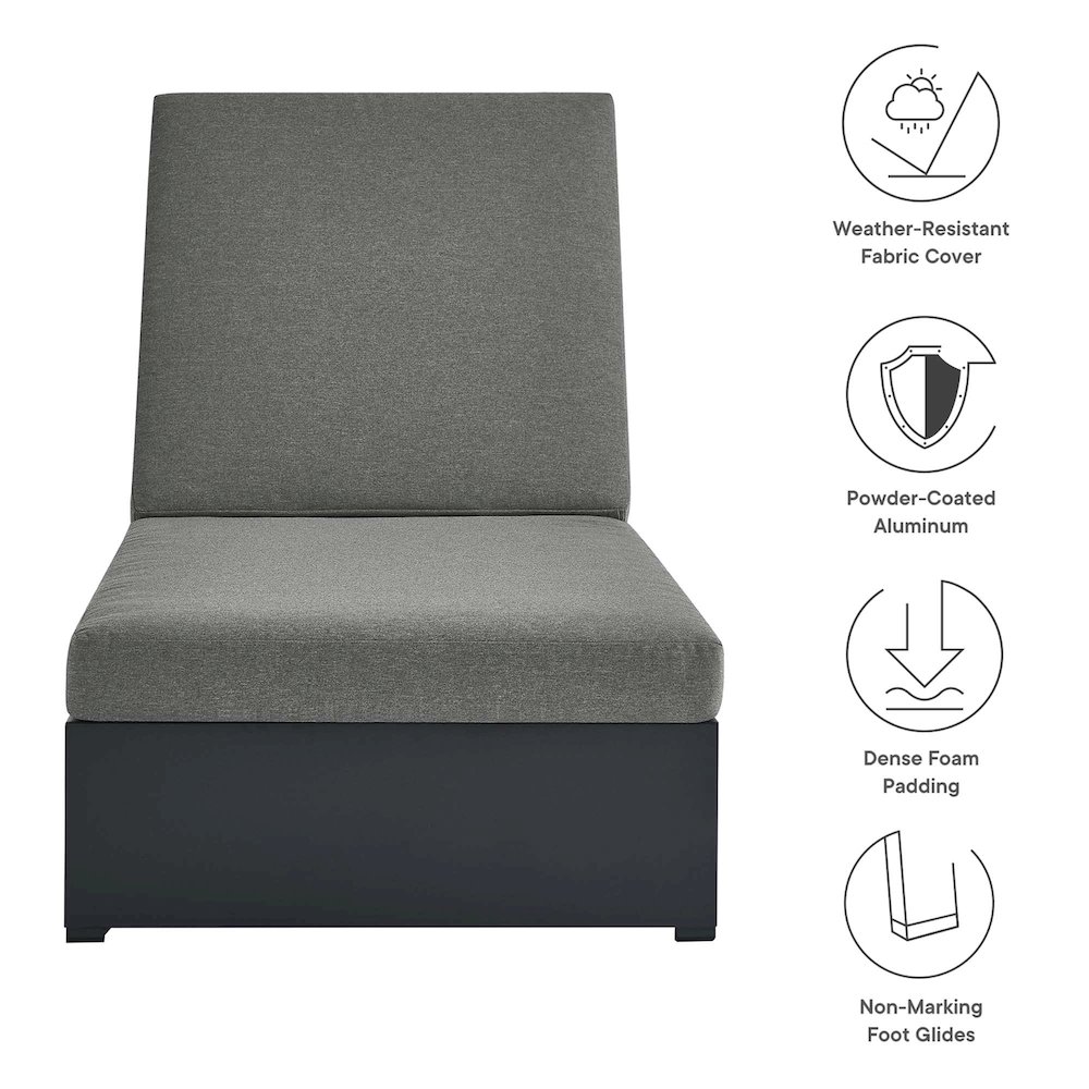 Tahoe Outdoor Patio Powder-Coated Aluminum Chaise Lounge Chair. Picture 3