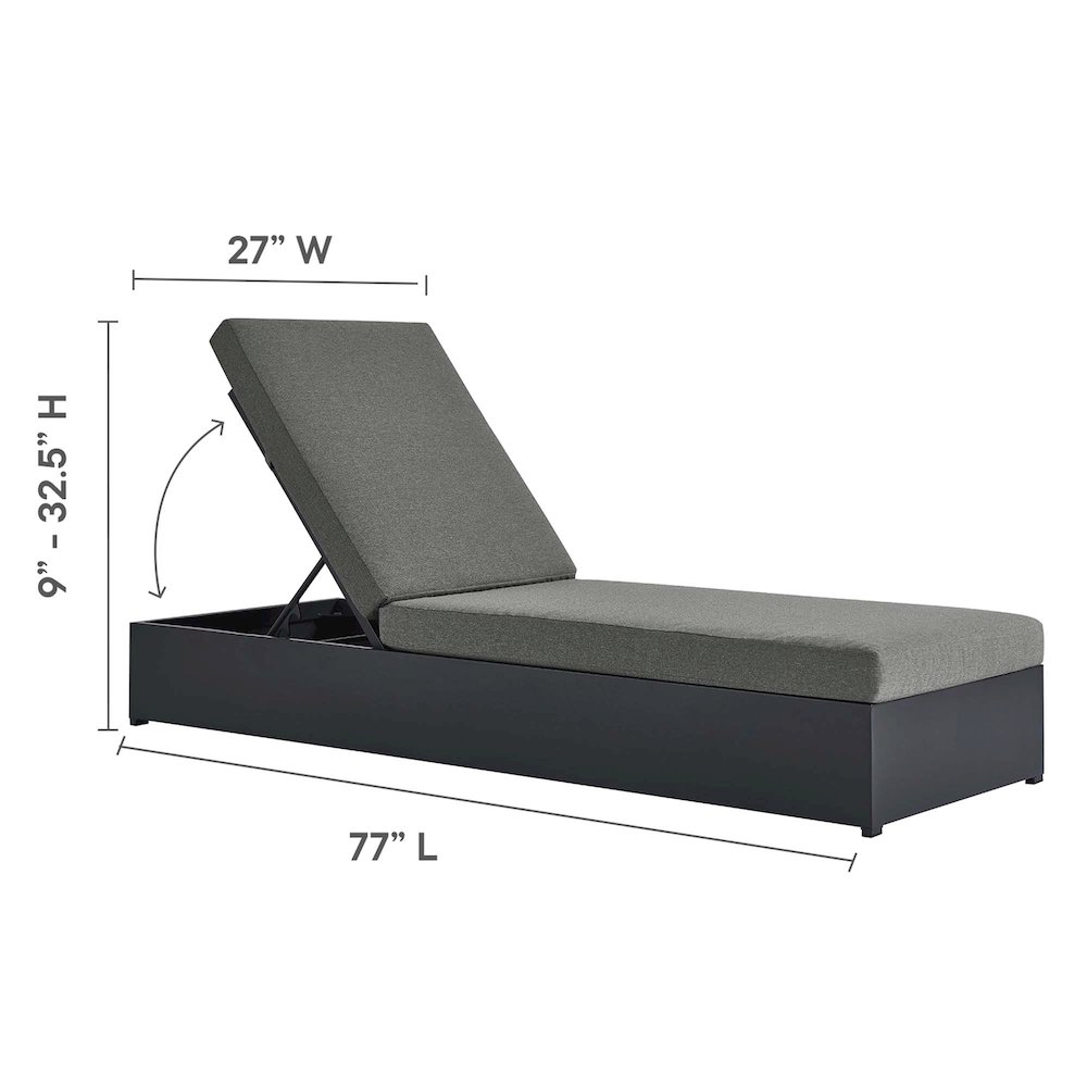 Tahoe Outdoor Patio Powder-Coated Aluminum Chaise Lounge Chair. Picture 2