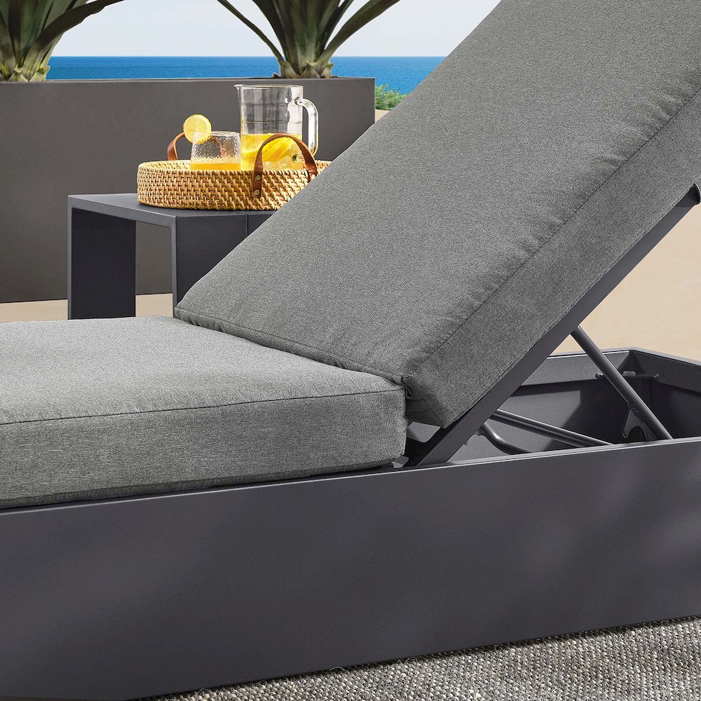 Tahoe Outdoor Patio Powder-Coated Aluminum Chaise Lounge Chair. Picture 10