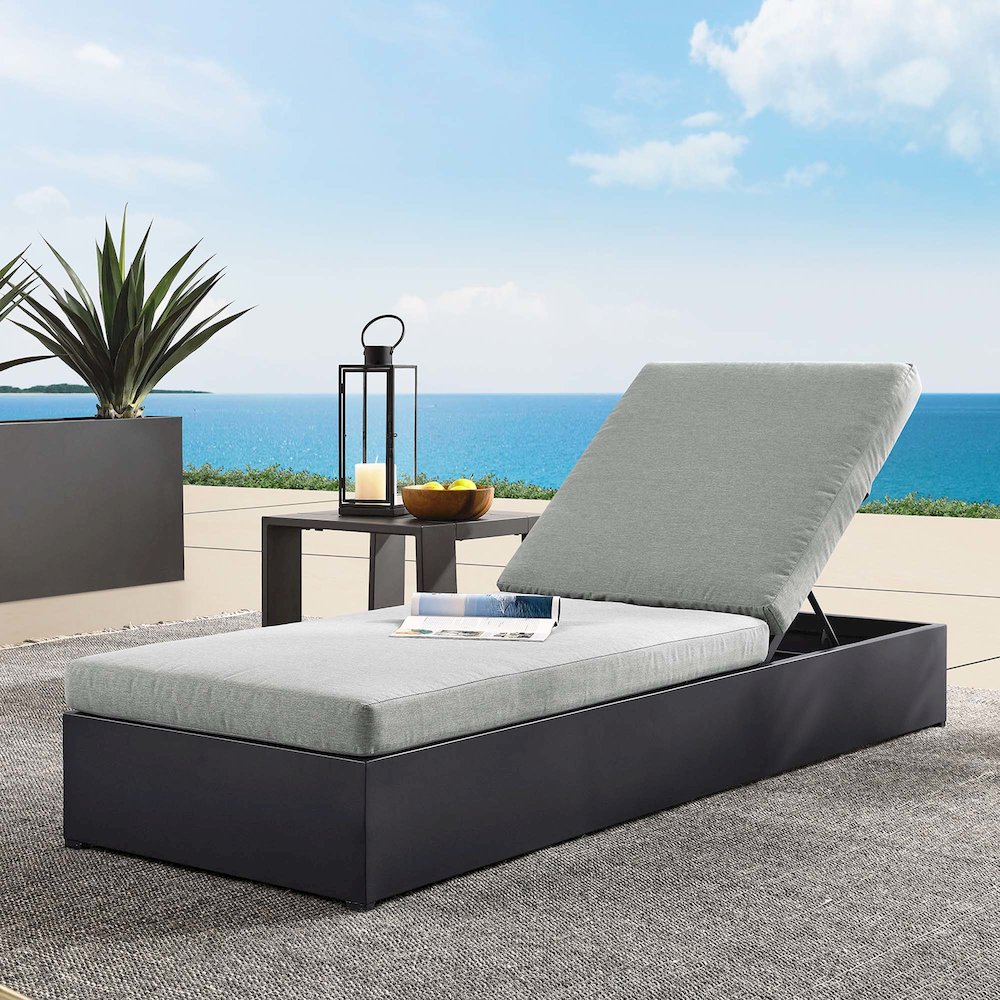 Tahoe Outdoor Patio Powder-Coated Aluminum Chaise Lounge Chair. Picture 9