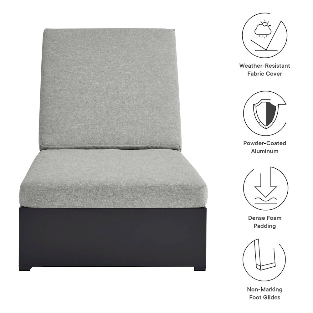 Tahoe Outdoor Patio Powder-Coated Aluminum Chaise Lounge Chair. Picture 3