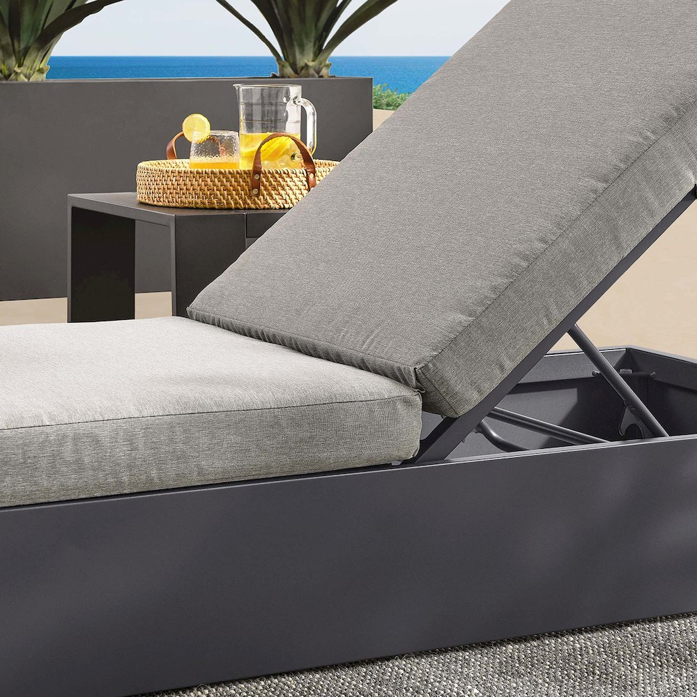 Tahoe Outdoor Patio Powder-Coated Aluminum Chaise Lounge Chair. Picture 10