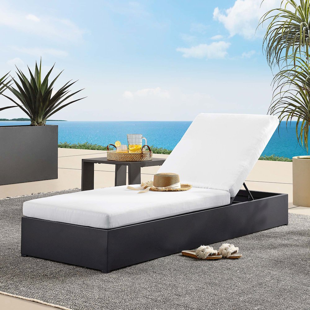 Tahoe Outdoor Patio Powder-Coated Aluminum Chaise Lounge Chair. Picture 9