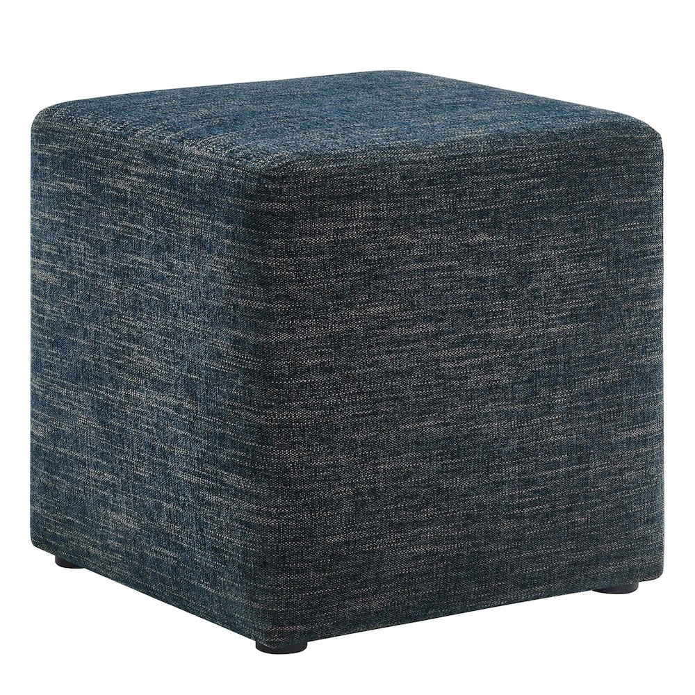 Callum 17" Square Woven Heathered Fabric Upholstered Ottoman. Picture 1
