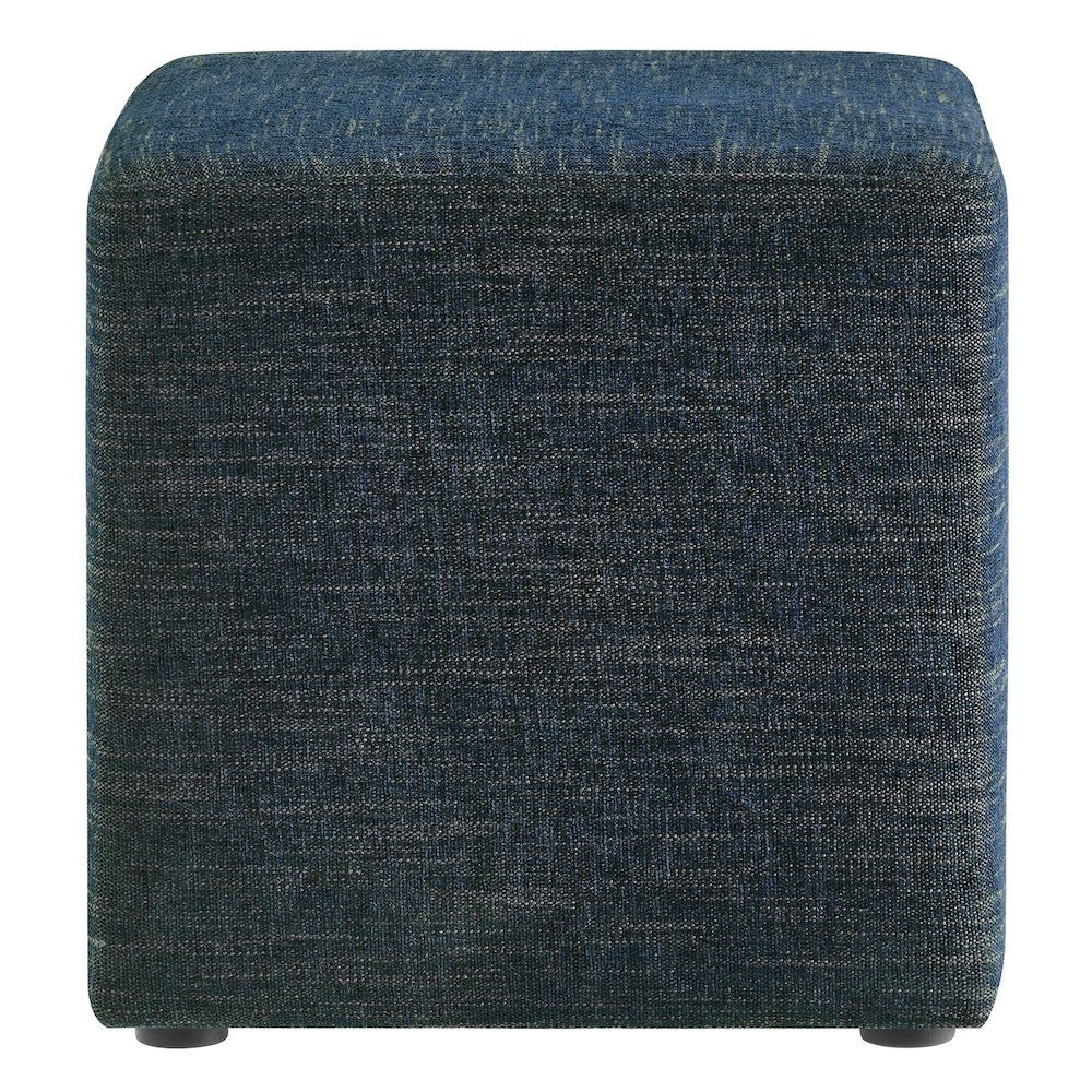 Callum 17" Square Woven Heathered Fabric Upholstered Ottoman. Picture 4