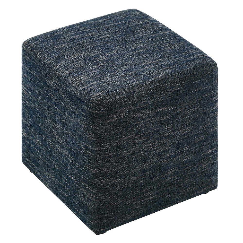 Callum 17" Square Woven Heathered Fabric Upholstered Ottoman. Picture 5