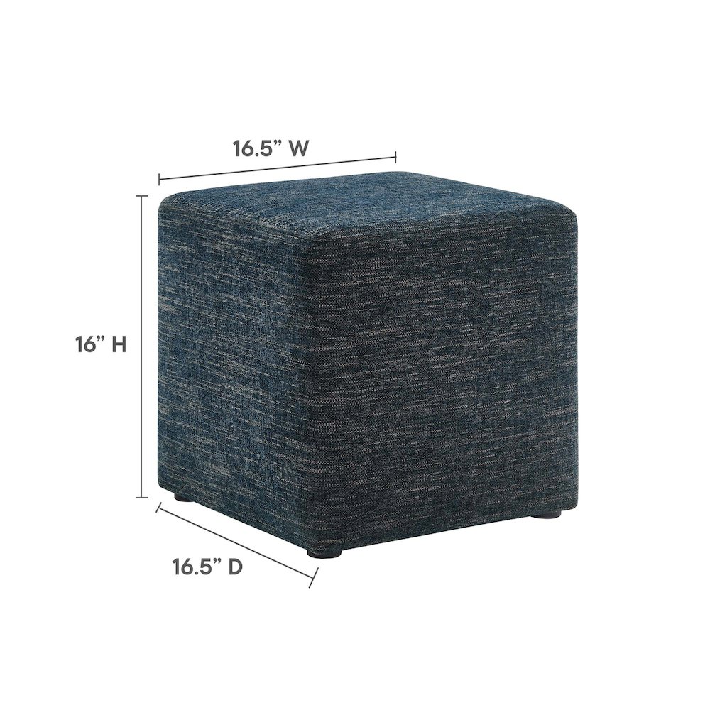 Callum 17" Square Woven Heathered Fabric Upholstered Ottoman. Picture 2