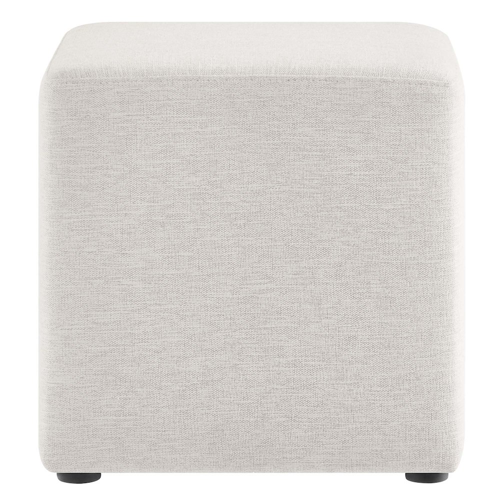 Callum 17" Square Woven Heathered Fabric Upholstered Ottoman. Picture 4