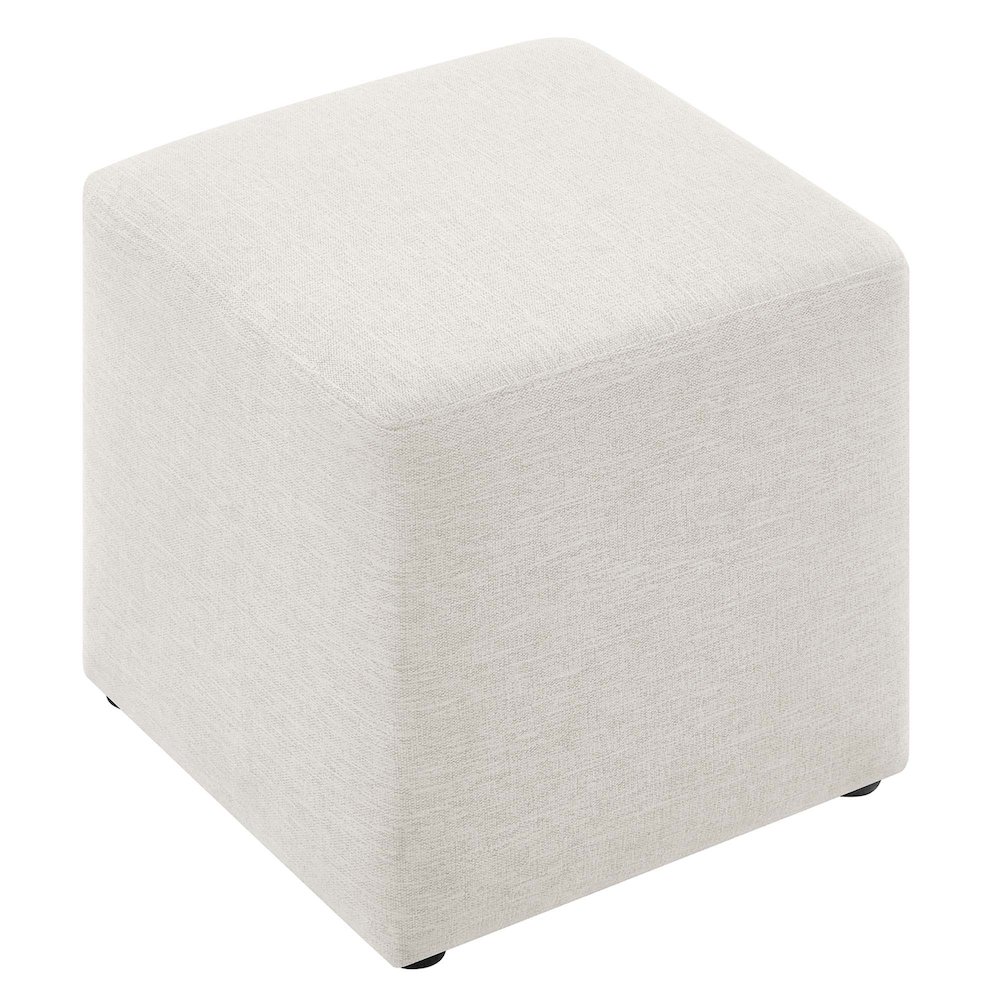 Callum 17" Square Woven Heathered Fabric Upholstered Ottoman. Picture 5