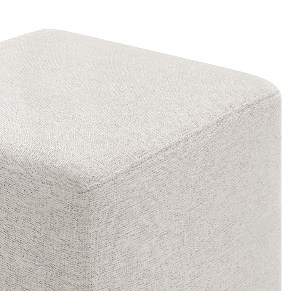 Callum 17" Square Woven Heathered Fabric Upholstered Ottoman. Picture 6