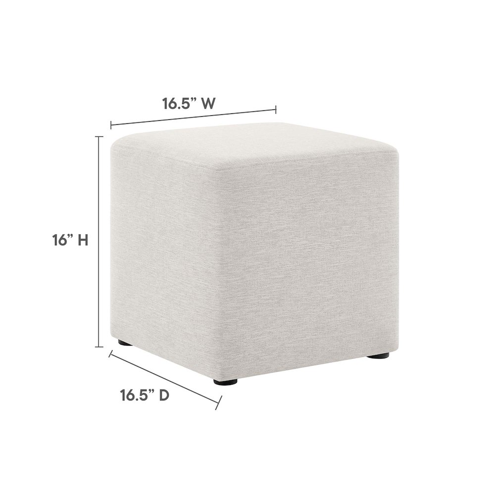 Callum 17" Square Woven Heathered Fabric Upholstered Ottoman. Picture 3
