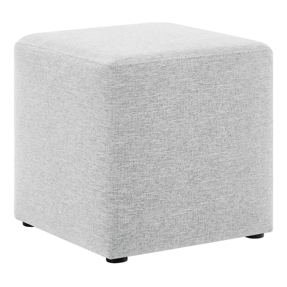 Callum 17" Square Woven Heathered Fabric Upholstered Ottoman. Picture 1