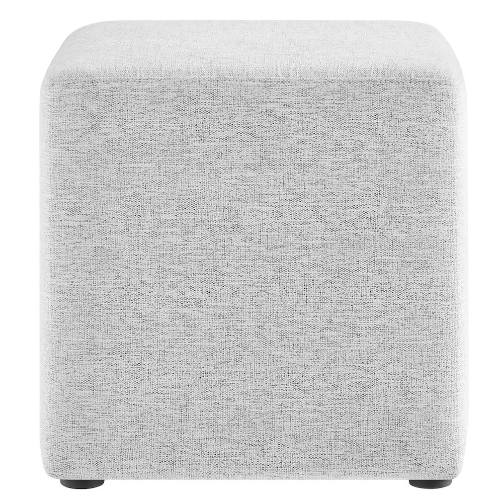 Callum 17" Square Woven Heathered Fabric Upholstered Ottoman. Picture 4